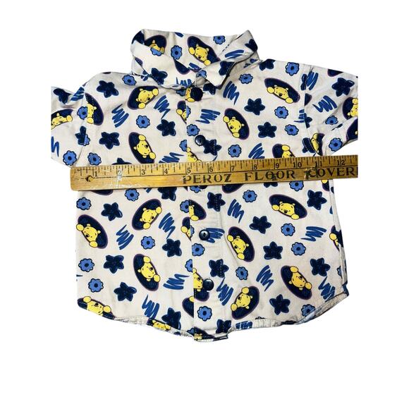 Vintage Disney Winnie the Pooh Baby Outfit Shirt Shorts Set button up preppy 6/9 - Picture 6 of 9